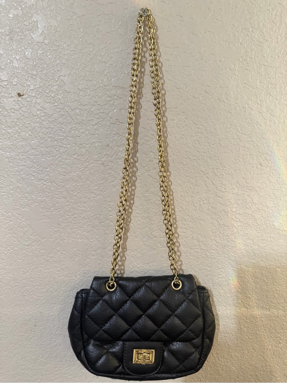 Quilted Black Chain-Handle Shoulder Bag